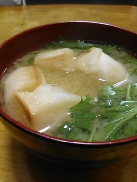 麩と水菜の味噌汁
