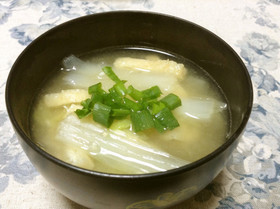 生姜たっぷり白菜と揚げのお味噌汁。