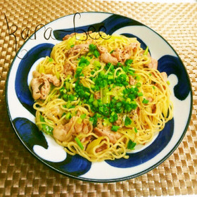 ガッツリスタミナ♡にんにくネギ塩焼きそば