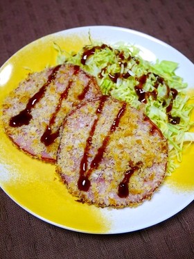 焼きパン粉で！揚げないチーズハムカツ２